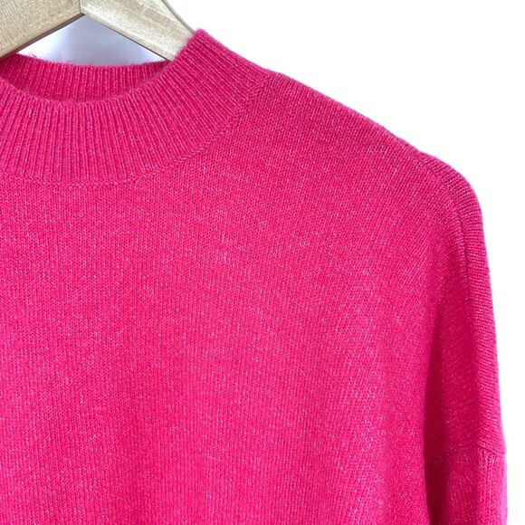 LOFT front knot wool blend mock neck pink sweater, size M NWT - Picture 2 of 11